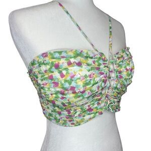 NWT Windsor lace up front chiffon floral crop top size Small